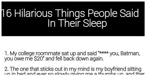 Anecdotes of Funny Stuff People Say in Their Sleep